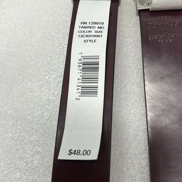 Calvin Klein Women's Two-in-One Reversible CK Monogram Plaque Buckle Dress Belt - Picture 9 of 9